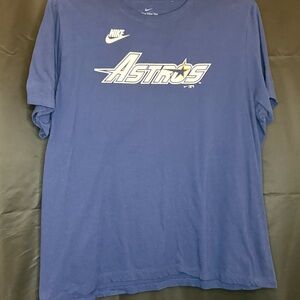 Nike Navy Astros Graphic Tee with White Logo and Yellow Star